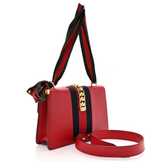 Auth Gucci Calfskin Sylvie Shoulder Bag - Picture 4 of 9